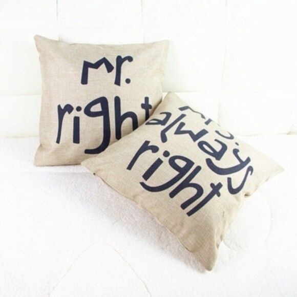 Mr Mrs right pillow covers BRAND NEW Wedding Gift - Picture 4 of 4